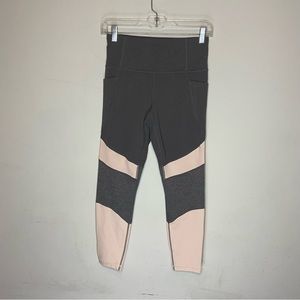 Athleta Salutation Modblock 7/8 Leggings Womens S Gray Pink Athletic Workout Gym